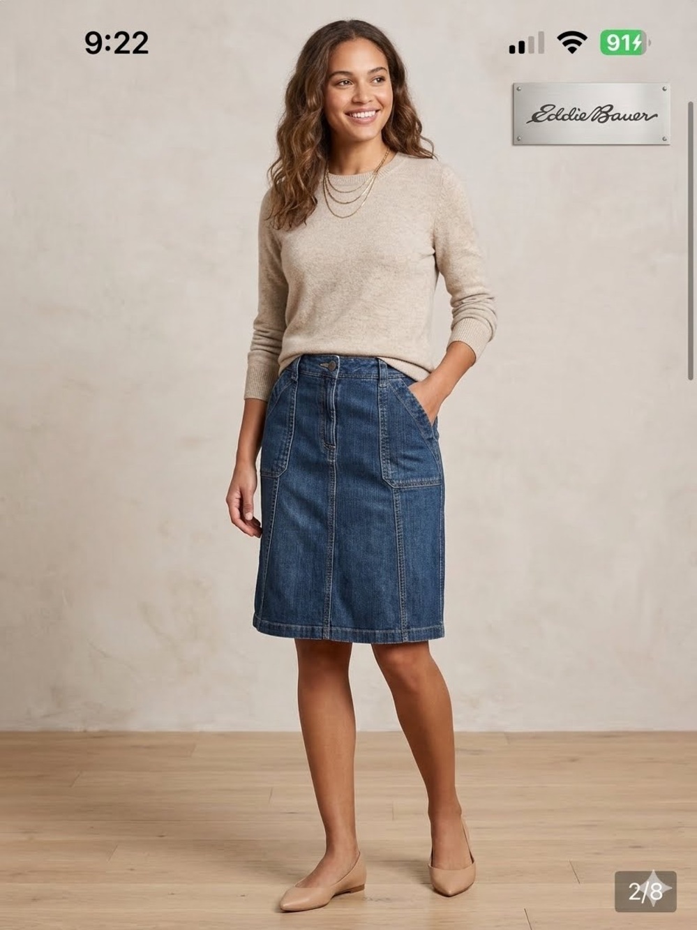 Eddie Bauer Dark Blue Denim Pencil Skirt